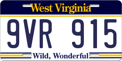 WV license plate 9VR915
