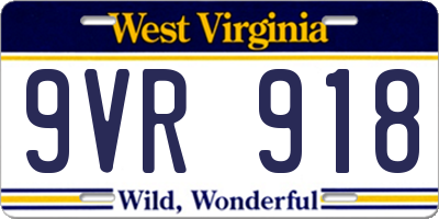 WV license plate 9VR918