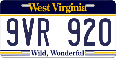 WV license plate 9VR920