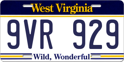 WV license plate 9VR929