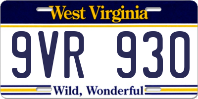 WV license plate 9VR930