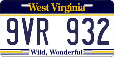 WV license plate 9VR932