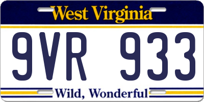 WV license plate 9VR933