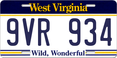 WV license plate 9VR934