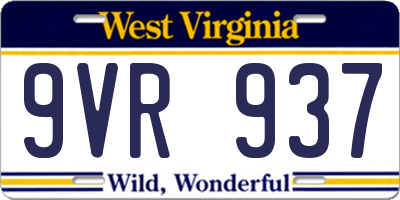 WV license plate 9VR937