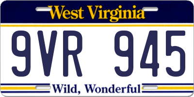 WV license plate 9VR945