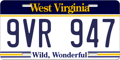 WV license plate 9VR947