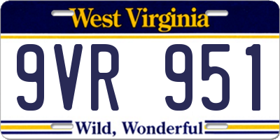 WV license plate 9VR951