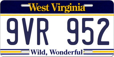 WV license plate 9VR952