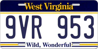 WV license plate 9VR953