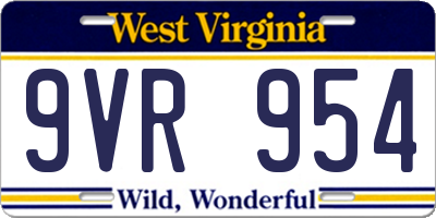 WV license plate 9VR954