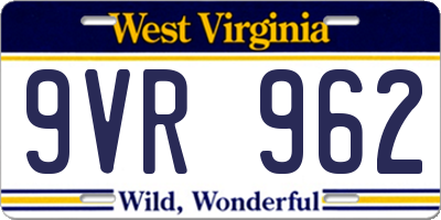 WV license plate 9VR962