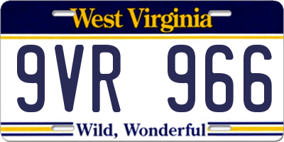 WV license plate 9VR966