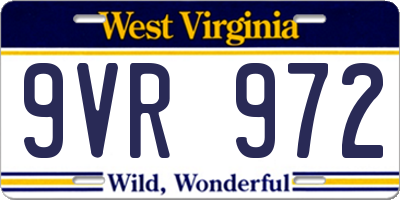 WV license plate 9VR972