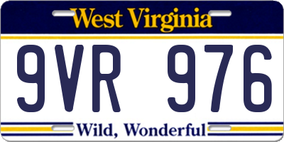 WV license plate 9VR976