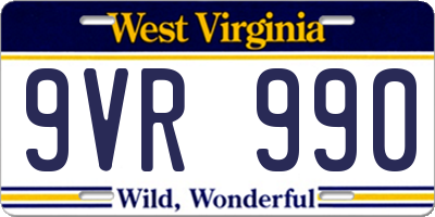WV license plate 9VR990