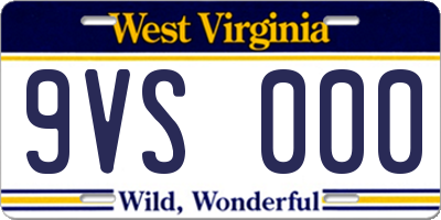 WV license plate 9VS000