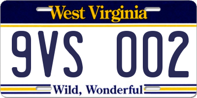WV license plate 9VS002