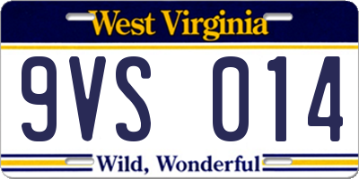 WV license plate 9VS014