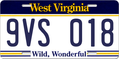 WV license plate 9VS018