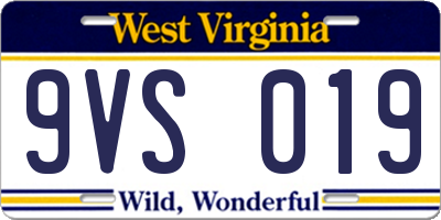 WV license plate 9VS019