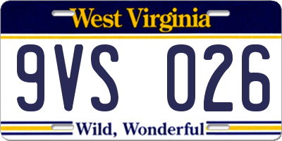 WV license plate 9VS026