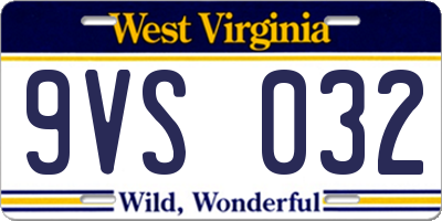 WV license plate 9VS032