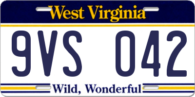 WV license plate 9VS042