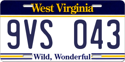 WV license plate 9VS043