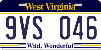 WV license plate 9VS046