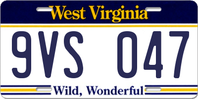 WV license plate 9VS047