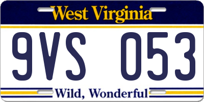 WV license plate 9VS053
