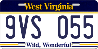 WV license plate 9VS055