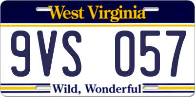 WV license plate 9VS057