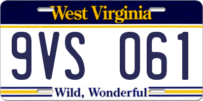 WV license plate 9VS061