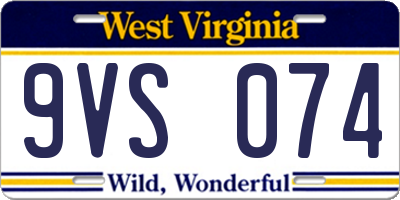 WV license plate 9VS074