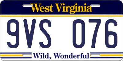 WV license plate 9VS076