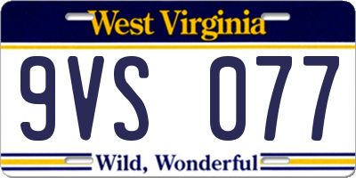 WV license plate 9VS077