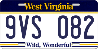 WV license plate 9VS082