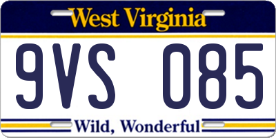 WV license plate 9VS085