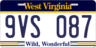 WV license plate 9VS087