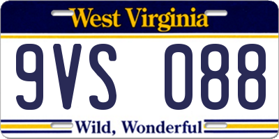 WV license plate 9VS088