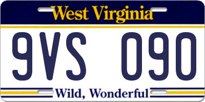 WV license plate 9VS090