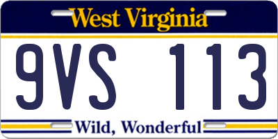 WV license plate 9VS113