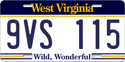 WV license plate 9VS115