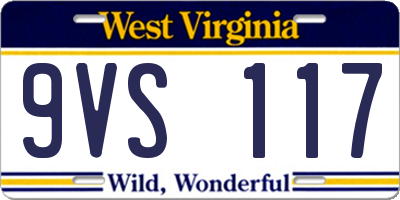 WV license plate 9VS117