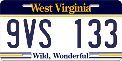 WV license plate 9VS133