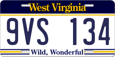 WV license plate 9VS134