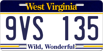 WV license plate 9VS135