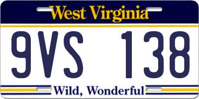 WV license plate 9VS138